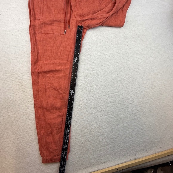 Athleta 100% Linen Joggers Rust Orange Drawstring Pants Womens Size 0 - Picture 4 of 9
